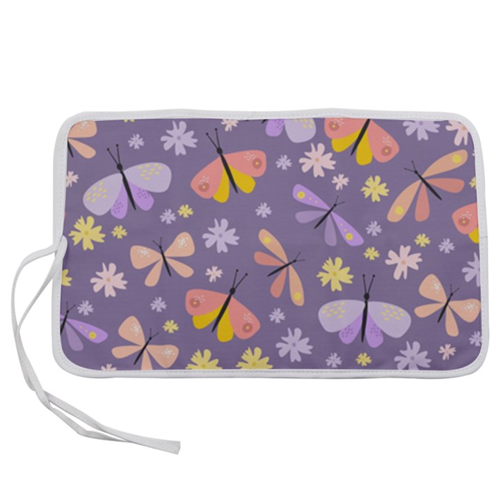 Vector-seamless-pattern-with-butterflies-beetles Pen Storage Case (L)