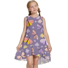 Vector-seamless-pattern-with-butterflies-beetles Kids  Frill Swing Dress by Jancukart