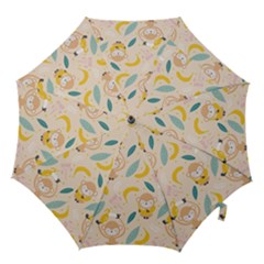 Cute-monkey-banana-seamless-pattern-background Hook Handle Umbrellas (small)