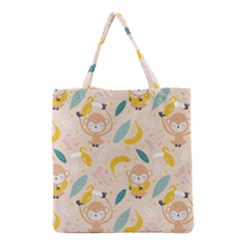 Cute-monkey-banana-seamless-pattern-background Grocery Tote Bag