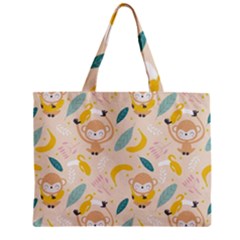 Cute-monkey-banana-seamless-pattern-background Zipper Mini Tote Bag