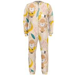 Cute-monkey-banana-seamless-pattern-background Onepiece Jumpsuit (men)