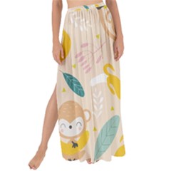 Cute-monkey-banana-seamless-pattern-background Maxi Chiffon Tie-up Sarong