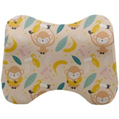 Cute-monkey-banana-seamless-pattern-background Head Support Cushion by Jancukart