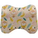 Cute-monkey-banana-seamless-pattern-background Head Support Cushion View1