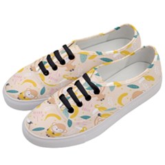 Cute-monkey-banana-seamless-pattern-background Women s Classic Low Top Sneakers by Jancukart