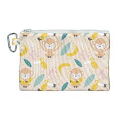 Cute-monkey-banana-seamless-pattern-background Canvas Cosmetic Bag (large)