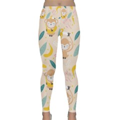 Cute-monkey-banana-seamless-pattern-background Lightweight Velour Classic Yoga Leggings