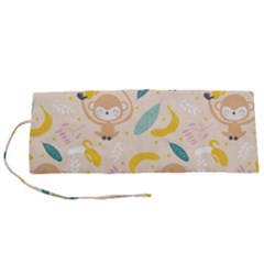 Cute-monkey-banana-seamless-pattern-background Roll Up Canvas Pencil Holder (s)