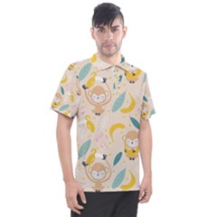 Cute-monkey-banana-seamless-pattern-background Men s Polo Tee by Jancukart