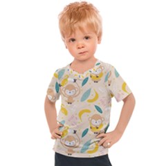 Cute-monkey-banana-seamless-pattern-background Kids  Sports Tee