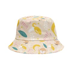 Cute-monkey-banana-seamless-pattern-background Inside Out Bucket Hat by Jancukart