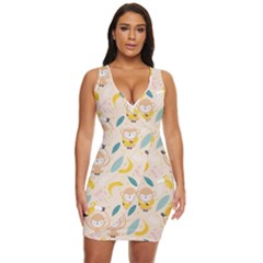 Cute-monkey-banana-seamless-pattern-background Draped Bodycon Dress