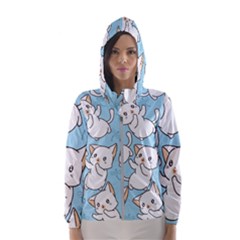 Seamless-little-cat-dragonfly-pattern Women s Hooded Windbreaker by Jancukart