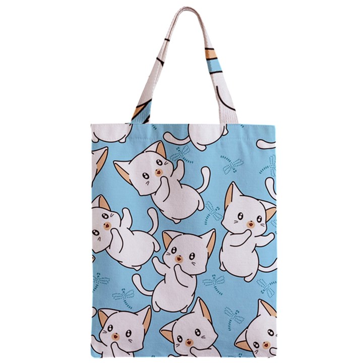 Seamless-little-cat-dragonfly-pattern Zipper Classic Tote Bag