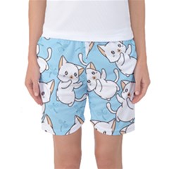 Seamless-little-cat-dragonfly-pattern Women s Basketball Shorts