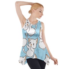 Seamless-little-cat-dragonfly-pattern Side Drop Tank Tunic