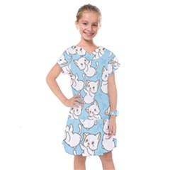 Seamless-little-cat-dragonfly-pattern Kids  Drop Waist Dress