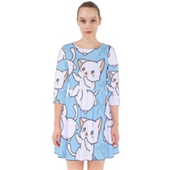 Seamless-little-cat-dragonfly-pattern Smock Dress