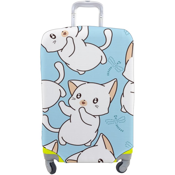 Seamless-little-cat-dragonfly-pattern Luggage Cover (Large)