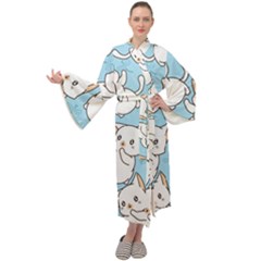 Seamless-little-cat-dragonfly-pattern Maxi Velour Kimono