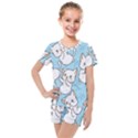 Seamless-little-cat-dragonfly-pattern Kids  Mesh Tee and Shorts Set View1