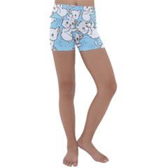 Seamless-little-cat-dragonfly-pattern Kids  Lightweight Velour Yoga Shorts