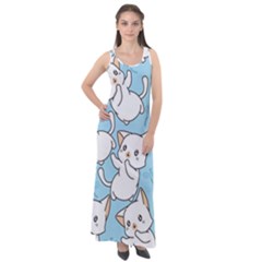 Seamless-little-cat-dragonfly-pattern Sleeveless Velour Maxi Dress