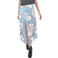 Seamless-little-cat-dragonfly-pattern Velour Split Maxi Skirt