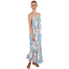 Seamless-little-cat-dragonfly-pattern Cami Maxi Ruffle Chiffon Dress