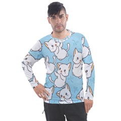 Seamless-little-cat-dragonfly-pattern Men s Pique Long Sleeve Tee