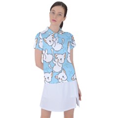 Seamless-little-cat-dragonfly-pattern Women s Polo Tee