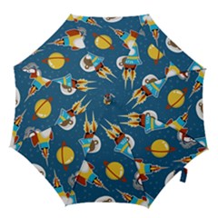 Seamless-pattern-vector-with-spacecraft-funny-animals-astronaut Hook Handle Umbrellas (medium) by Jancukart