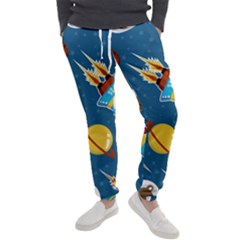 Seamless-pattern-vector-with-spacecraft-funny-animals-astronaut Men s Jogger Sweatpants