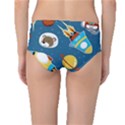 Seamless-pattern-vector-with-spacecraft-funny-animals-astronaut Mid-Waist Bikini Bottoms View2