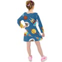 Seamless-pattern-vector-with-spacecraft-funny-animals-astronaut Kids  Long Sleeve Velvet Dress View2