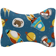 Seamless-pattern-vector-with-spacecraft-funny-animals-astronaut Seat Head Rest Cushion