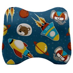 Seamless-pattern-vector-with-spacecraft-funny-animals-astronaut Velour Head Support Cushion