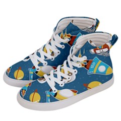 Seamless-pattern-vector-with-spacecraft-funny-animals-astronaut Men s Hi-top Skate Sneakers