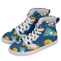 Seamless-pattern-vector-with-spacecraft-funny-animals-astronaut Women s Hi-Top Skate Sneakers View2