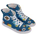 Seamless-pattern-vector-with-spacecraft-funny-animals-astronaut Women s Hi-Top Skate Sneakers View3