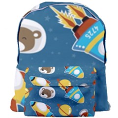 Seamless-pattern-vector-with-spacecraft-funny-animals-astronaut Giant Full Print Backpack