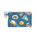 Seamless-pattern-vector-with-spacecraft-funny-animals-astronaut Canvas Cosmetic Bag (Small) View1