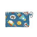 Seamless-pattern-vector-with-spacecraft-funny-animals-astronaut Canvas Cosmetic Bag (Small) View2