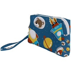 Seamless-pattern-vector-with-spacecraft-funny-animals-astronaut Wristlet Pouch Bag (small) by Jancukart