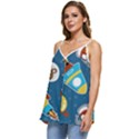 Seamless-pattern-vector-with-spacecraft-funny-animals-astronaut Casual Spaghetti Strap Chiffon Top View2