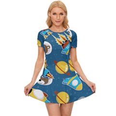 Seamless-pattern-vector-with-spacecraft-funny-animals-astronaut Women s Sports Wear Set by Jancukart