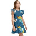 Seamless-pattern-vector-with-spacecraft-funny-animals-astronaut Kids  Winged Sleeve Dress View3