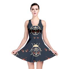 Floral-bugs-seamless-pattern Reversible Skater Dress