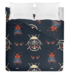 Floral-bugs-seamless-pattern Duvet Cover Double Side (queen Size)